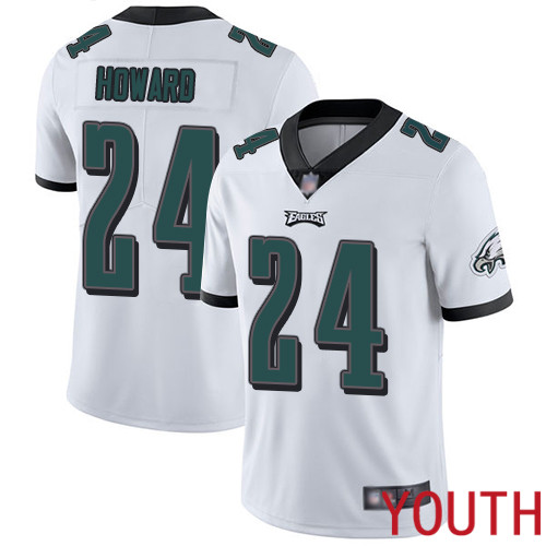 Youth Philadelphia Eagles #24 Jordan Howard White Vapor Untouchable NFL Jersey Limited Player Football->youth nfl jersey->Youth Jersey